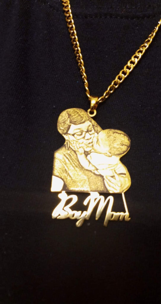 Stainless Steel Custom Portrait Nameplate Necklace